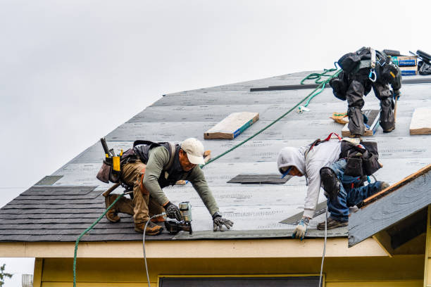 Professional Gutter Installation technician working in Clear Lake, WI